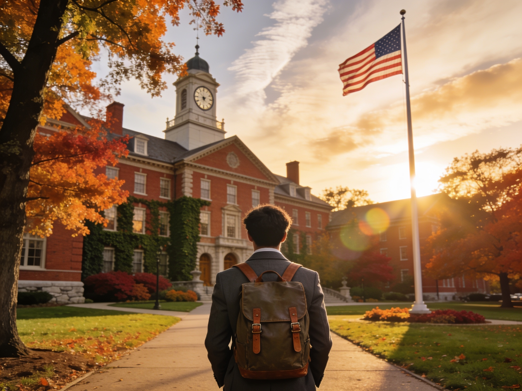 Student on the pathway to a U.S. college-preparatory boarding school campus